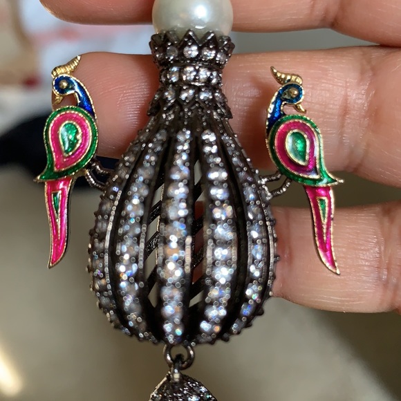 Peacock Adorned Cocktail Rhinestone Earrings *NEW* - Picture 8 of 8